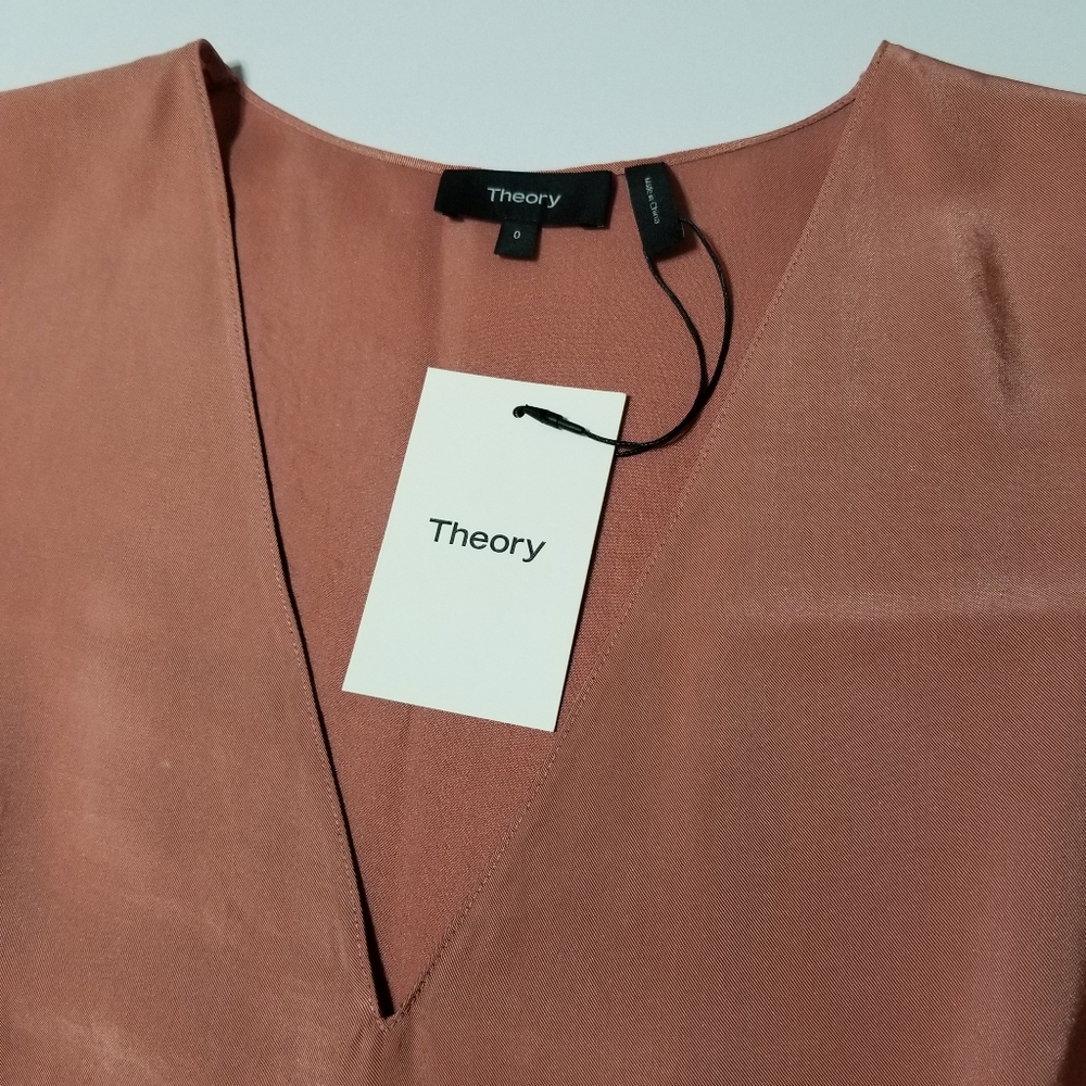 NWT Theory V-Neck Draped Maxi Dress in Deep Carnation (Rose Pink) Size 00, 0, 4 - Picture 14 of 16